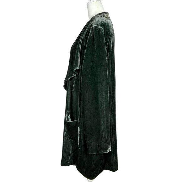 Poetry Silk Velvet Open Front Jacket Drape Collar Charcoal Gray Size 16 Luxury - Picture 4 of 12